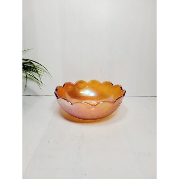 Vintage Bowl Crackle Jeannette Glass Marigold Carnival 7" - Picture 1 of 4